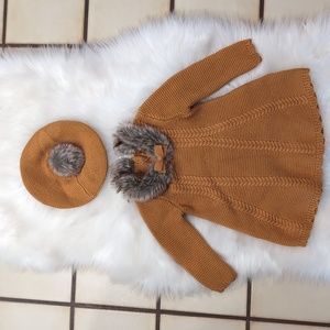 Sweater Knit Dress w/faux fur hat decor, 12 mths